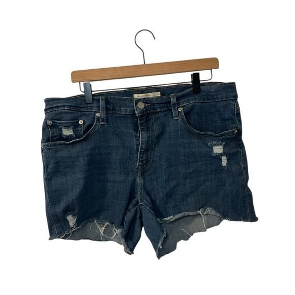 Levi's Blue Distressed Jean Shorts - Picture 1 of 4